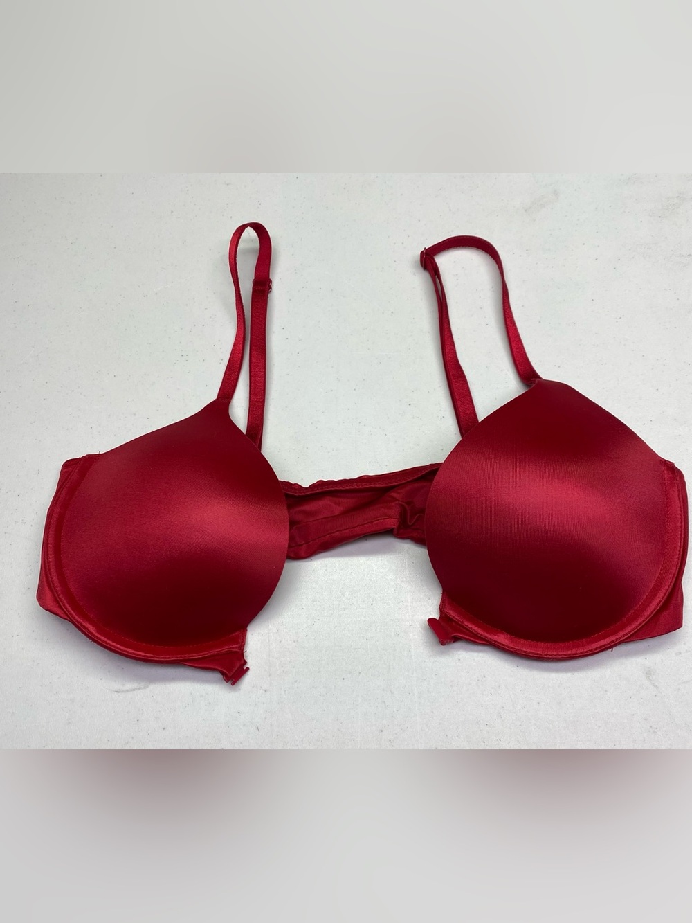 Victoria's Secret Very Sexy Red Satin Lace-Up Sides Push-Up Bra 34B *P1042